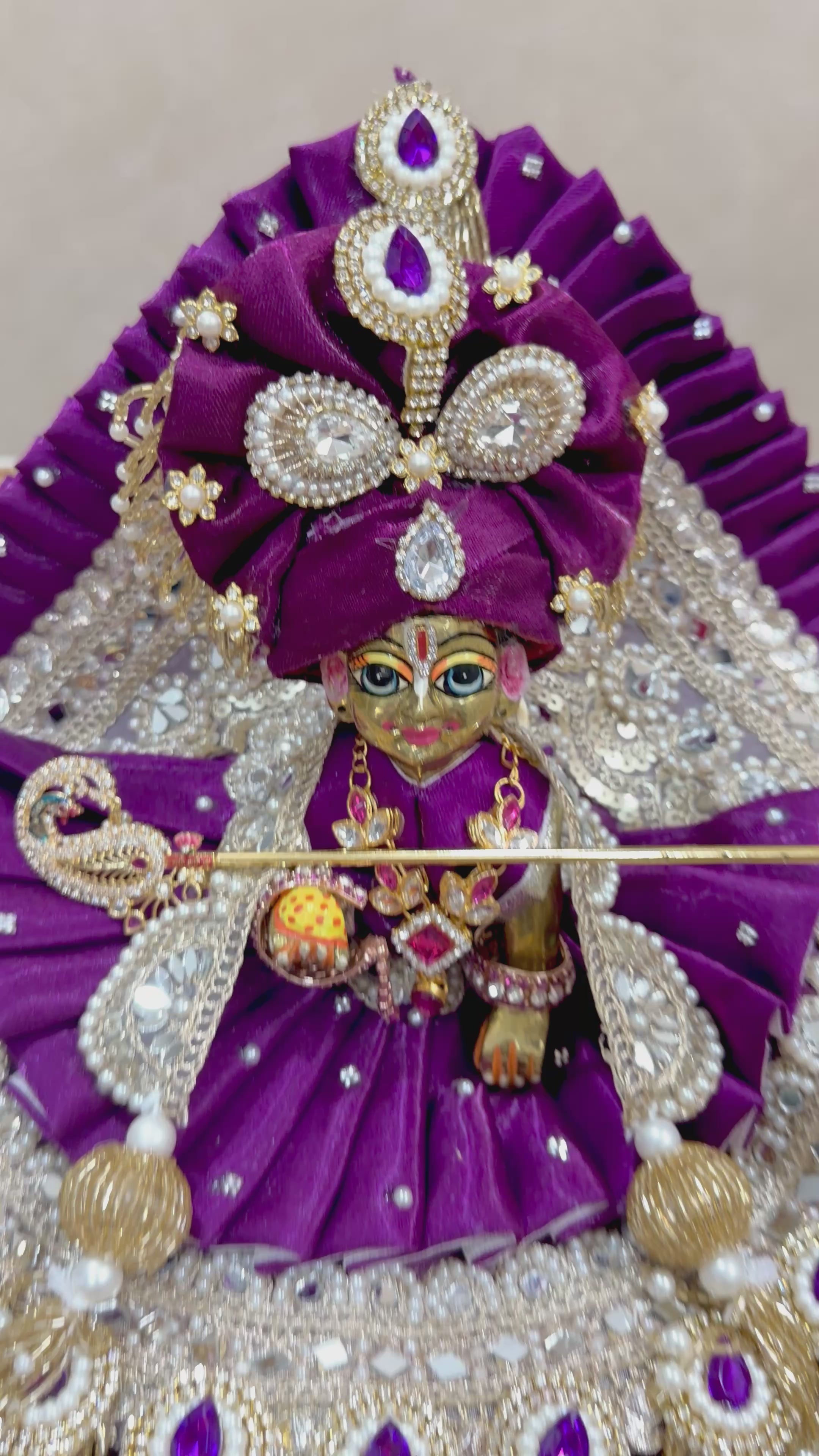 Laddu Gopal Poshak – Royal Purple Zari with Silver Embroidery